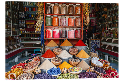 Acrylic print Colourful spices, Marrakesh, Morocco