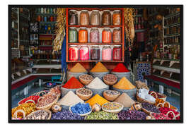 Gerahmter Kunstdruck Bunte Gewürze, Marrakesch, Marokko