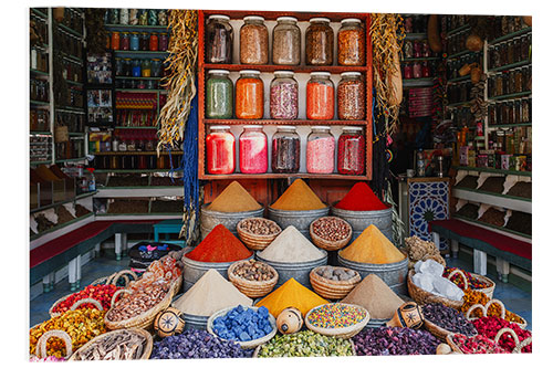 Stampa su PVC Colourful spices, Marrakesh, Morocco