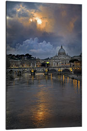 Alubild Sant'Angelo-Brücke am Tiber mit dem Petersdom im Hintergrund, Rom