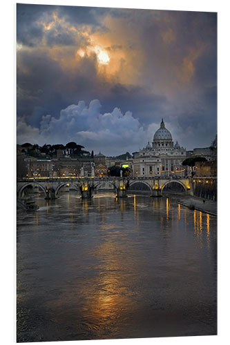 Foam board print Sant'Angelo Bridge with St. Peter's Basilica in the background, Rome