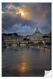 Selvklebende plakat Sant'Angelo Bridge with St. Peter's Basilica in the background, Rome