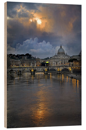 Trätavla Sant'Angelo Bridge with St. Peter's Basilica in the background, Rome