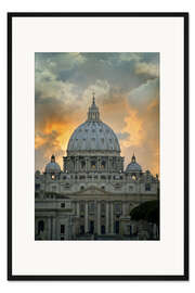 Gerahmter Kunstdruck Petersdom vom Tiber aus gesehen, Rom