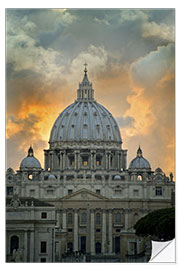 Selvklebende plakat St. Peter's Basilica viewed from Tiber River, Rome