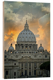 Puutaulu St. Peter&#039;s Basilica viewed from Tiber River, Rome