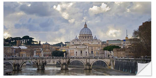 Wandsticker Brücke Sant'Angelo mit dem Petersdom im Hintergrund, Rom