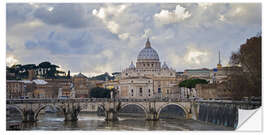 Selvklæbende plakat Sant'Angelo Bridge with St. Peter's Basilica in the background, Rome