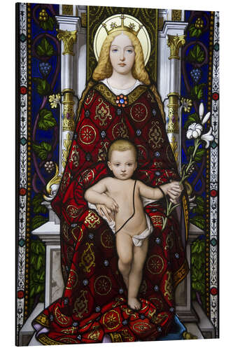 Stampa su alluminio Madonna col Bambino stained glass, Vatican City