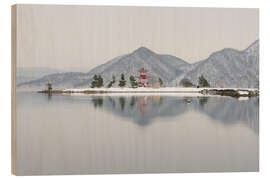 Puutaulu Ukimido Tempel Toya See Hokkaido