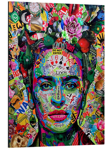 Tableau en aluminium Frida, Viva el Mexico! II