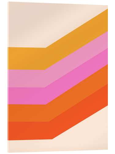 Acrylglasbild Retro Diagonal Geometric Stripes in Pink Orange and Yellow