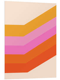 Foam board print Retro Diagonal Geometric Stripes in Pink Orange and Yellow