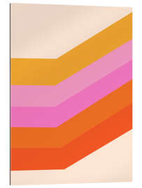 Gallery print Retro Diagonal Geometric Stripes in Pink Orange and Yellow