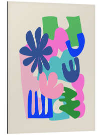 Magnettafel Abstract Summer Botanical Cut Out Shapes in Blue and Pink