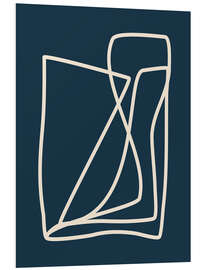 Hartschaumbild Mid Century Modern Minimalist Line Art in Dark Navy Blue