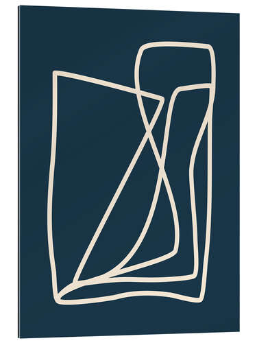 Gallery print Mid Century Modern Minimalist Line Art in Dark Navy Blue