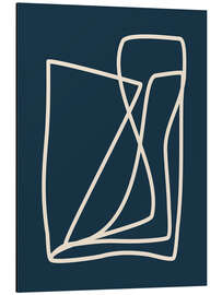 Magnettafel Mid Century Modern Minimalist Line Art in Dark Navy Blue