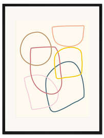 Gerahmter Kunstdruck Abstract Minimalist Line Art Geometric Shapes Drawing