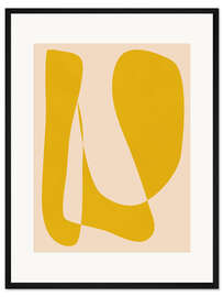 Gerahmter Kunstdruck Minimalist Aesthetic Modern Abstract Shapes in Yellow and Beige - apricot and birch