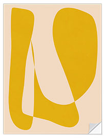 Selvklebende plakat Minimalist Aesthetic Modern Abstract Shapes in Yellow and Beige