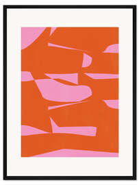 Gerahmter Kunstdruck Modern Bright Pink And Orange Abstract Geometric Design