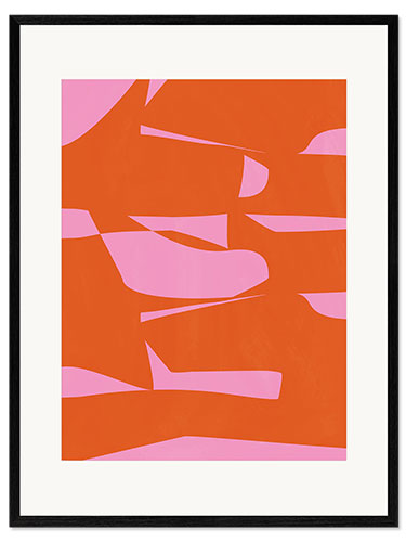 Stampa artistica con cornice Modern Bright Pink And Orange Abstract Geometric Design