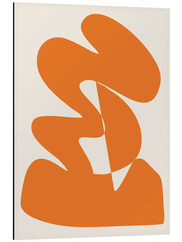 Alubild Bold Mid Century Modern Abstract Shape Art in Orange