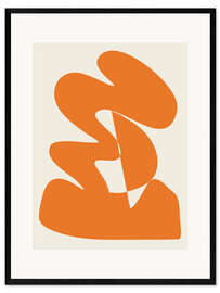 Framed art print Bold Mid Century Modern Abstract Shape Art in Orange