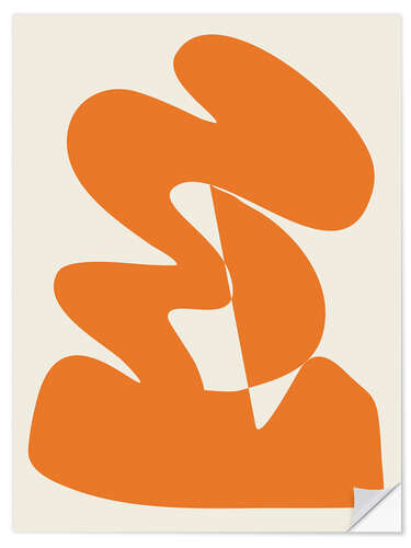 Sisustustarra Bold Mid Century Modern Abstract Shape Art in Orange