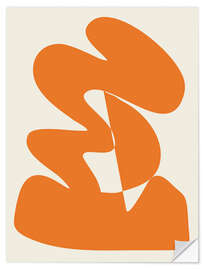 Selvklebende plakat Bold Mid Century Modern Abstract Shape Art in Orange