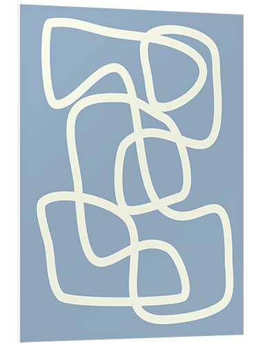 Stampa su PVC Modern Abstract Minimalist Aesthetic One Line Art in Gray Blue