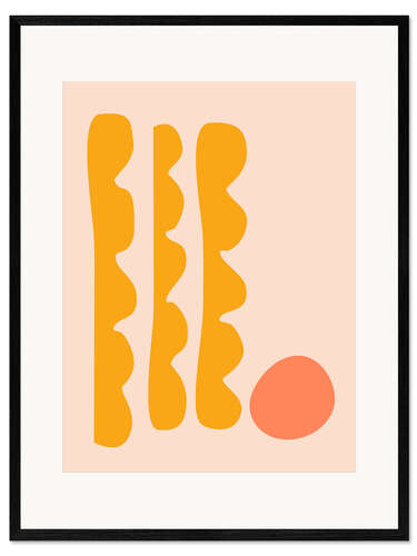 Impresión de arte enmarcada Abstract Cut Out Shapes in Yellow Orange and Peach