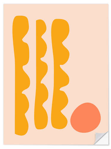 Naklejka na ścianę Abstract Cut Out Shapes in Yellow Orange and Peach