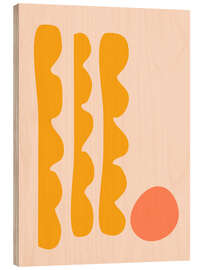 Hout print Abstract Cut Out Shapes in Yellow Orange and Peach