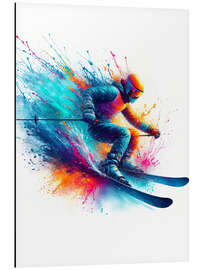 Tableau en aluminium Skier in watercolour