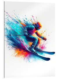 Tableau en plexi-alu Skier in watercolour