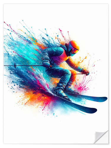 Vinilo para la pared Skier in watercolour