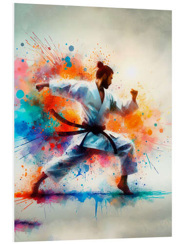 Tableau en PVC Karate martial art in watercolour