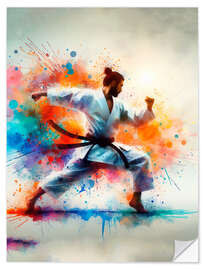 Selvklebende plakat Karate martial art in watercolour