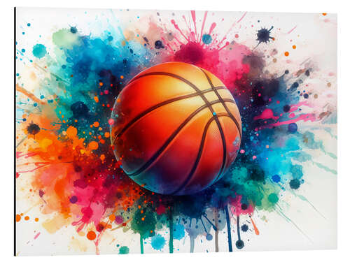 Aluminiumsbilde Basketball ball in watercolour I