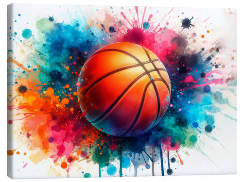 Leinwandbild Basketballball in Aquarell I