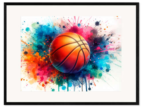 Framed art print Basketball ball in watercolour I