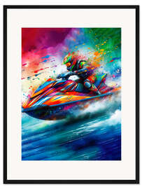 Gerahmter Kunstdruck Aquarell-Jetski