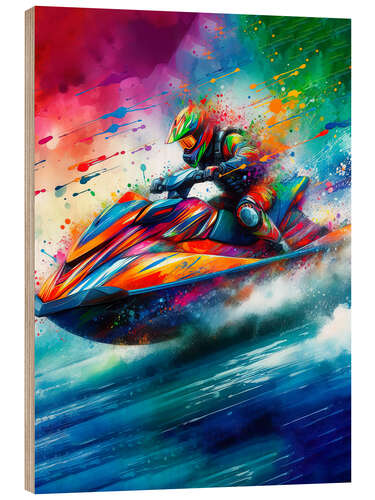 Holzbild Aquarell-Jetski