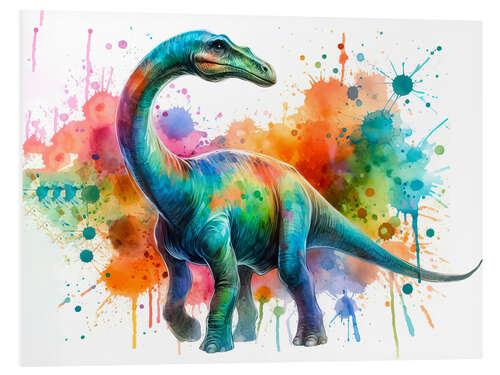 Quadro em PVC Dinosaur in watercolour