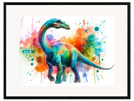 Gerahmter Kunstdruck Dinosaurier in Aquarell