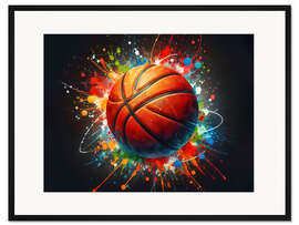 Gerahmter Kunstdruck Basketballball in Aquarell II