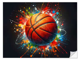 Selvklebende plakat Basketball ball in watercolour II