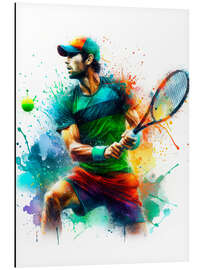 Alubild Tennisspieler in Aquarell